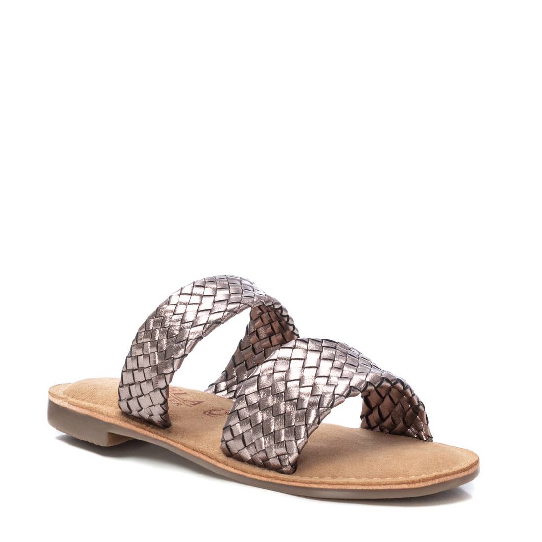 Carmela 16164602 sandale plate cuir gris métallisé