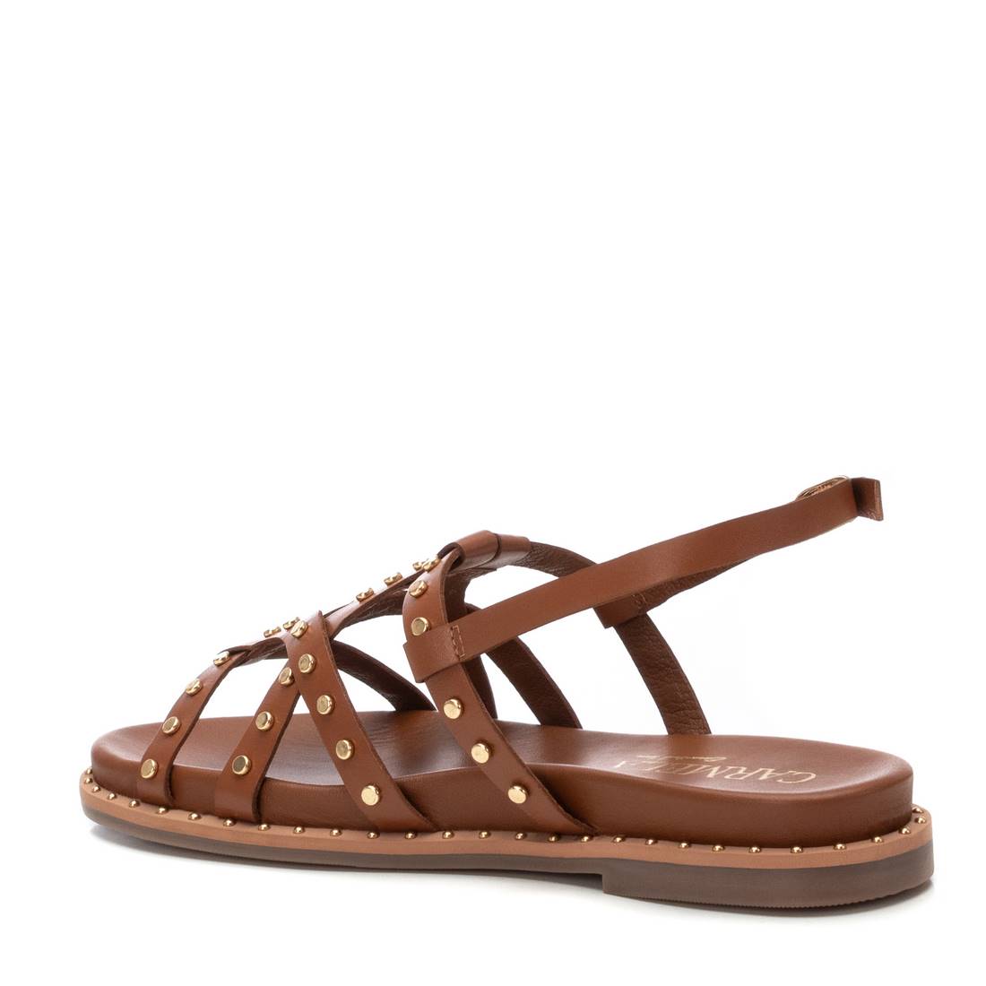 Carmela 16239203 sandale cuir camel cloutée plate