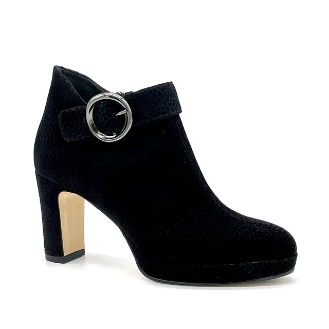ELATA 54536 bottines daim noir boucle talon 9,5 cm