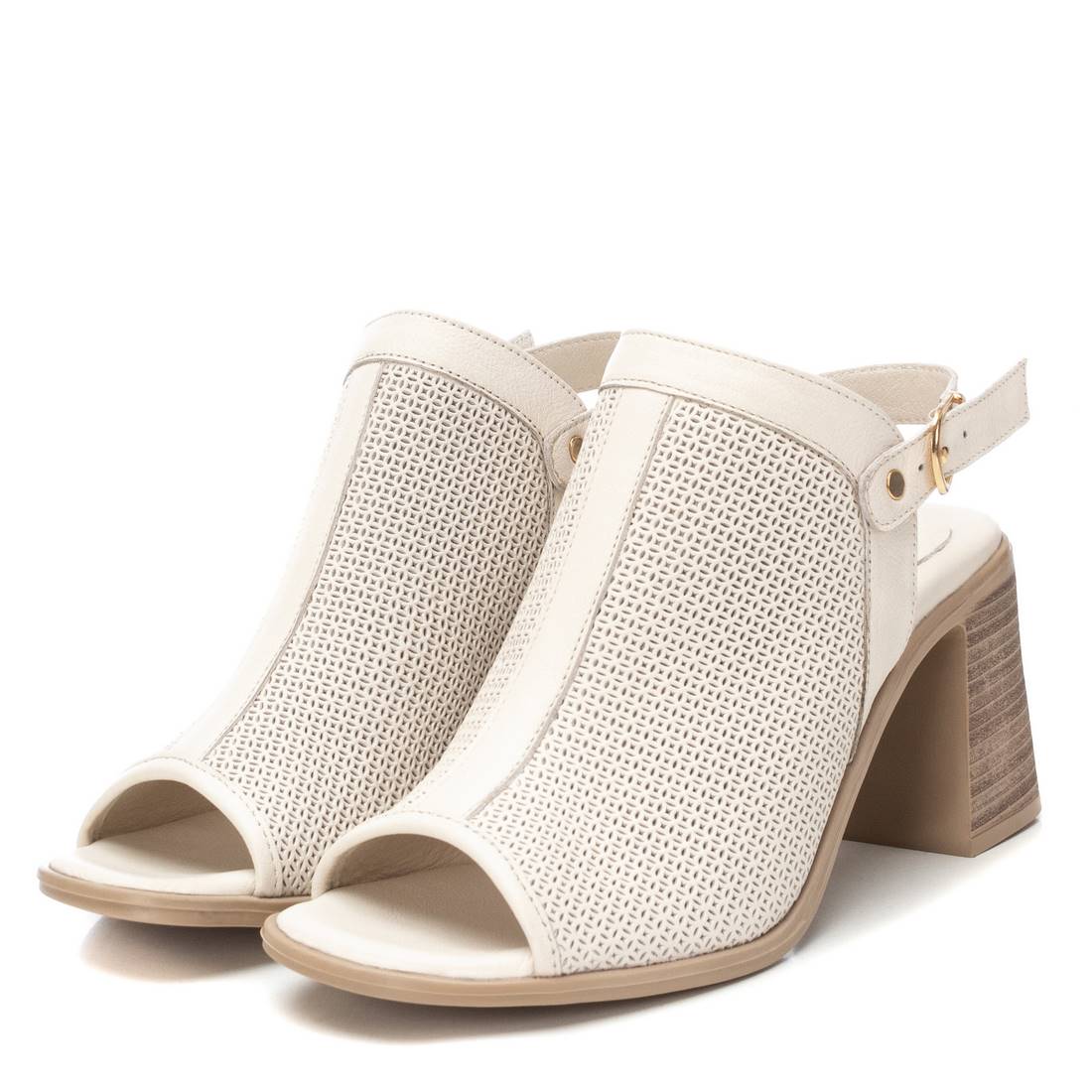 Carmela 16159702 sandale talon blanc cuir perforé