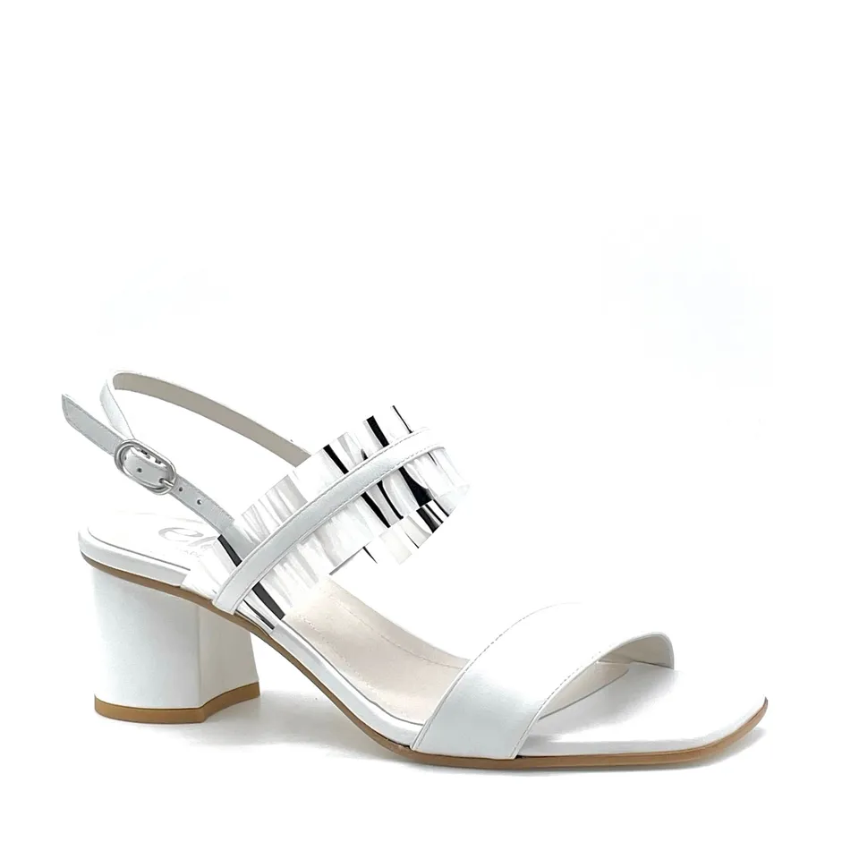 ELATA 15159 sandales cuir blanc vinyle talon 5,5 cm