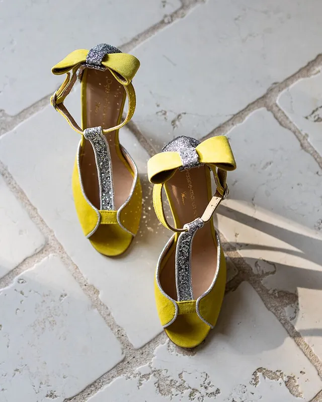 Dessine Moi Un Soulier Charlotte high sandale velours jaune 36