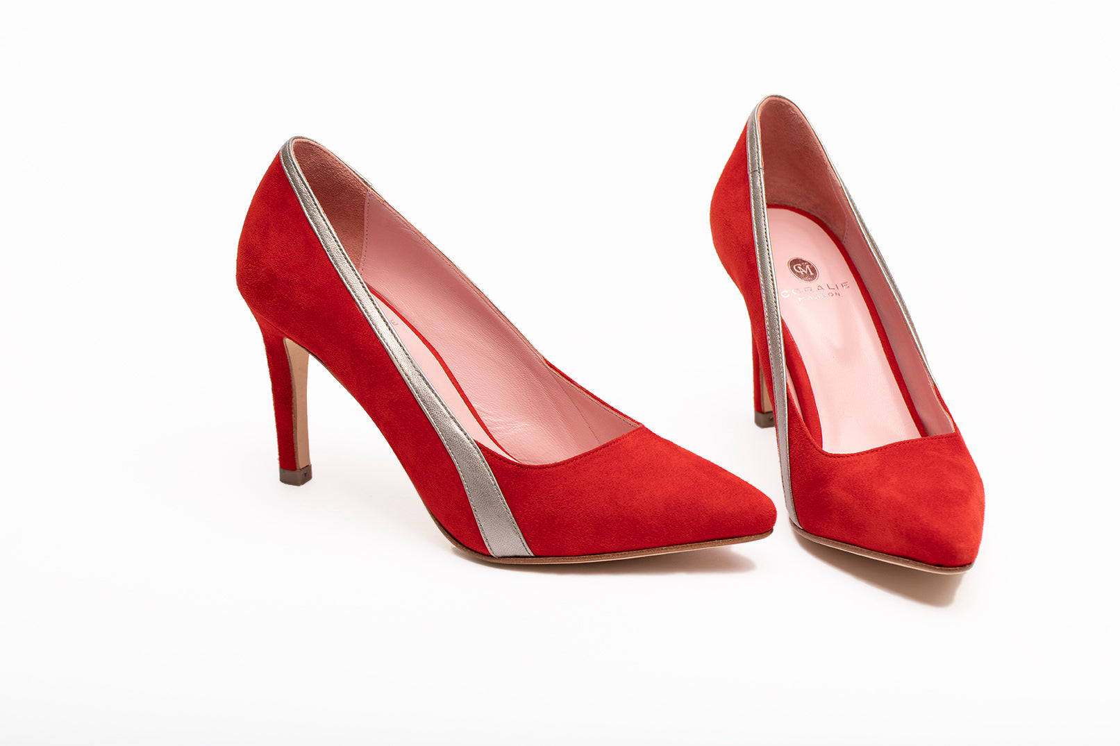 Coralie Masson Elody escarpins rouge argent talon 9 cm