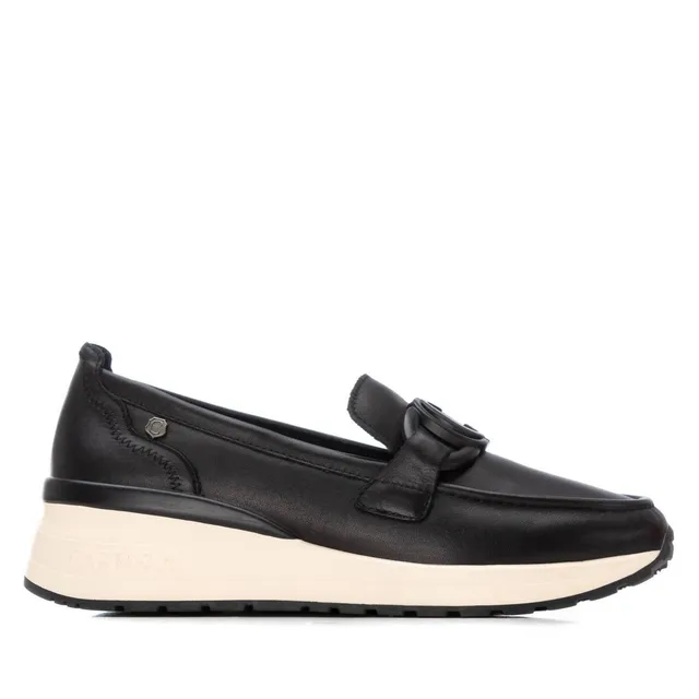 Carmela 162523 16252301 mocassin cuir noir métallisé