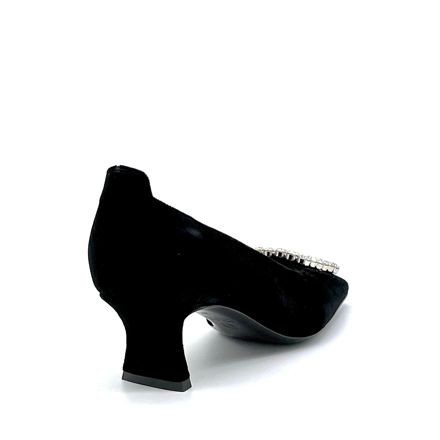 Elata 53512 escarpins velours noir boucle bijou 5,5 cm