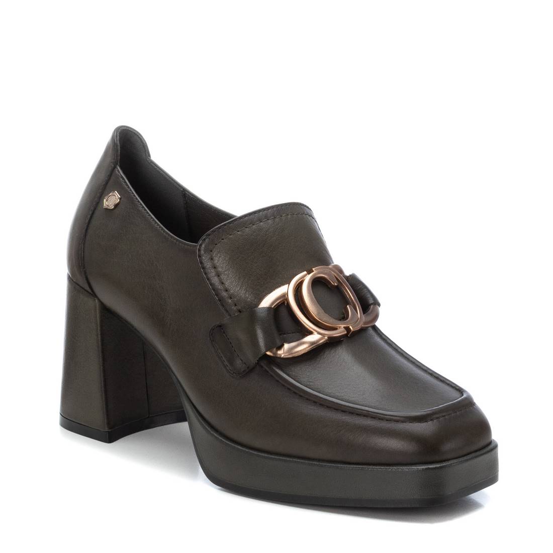 Carmela 16184902 mocassin vert cuir véritable talon