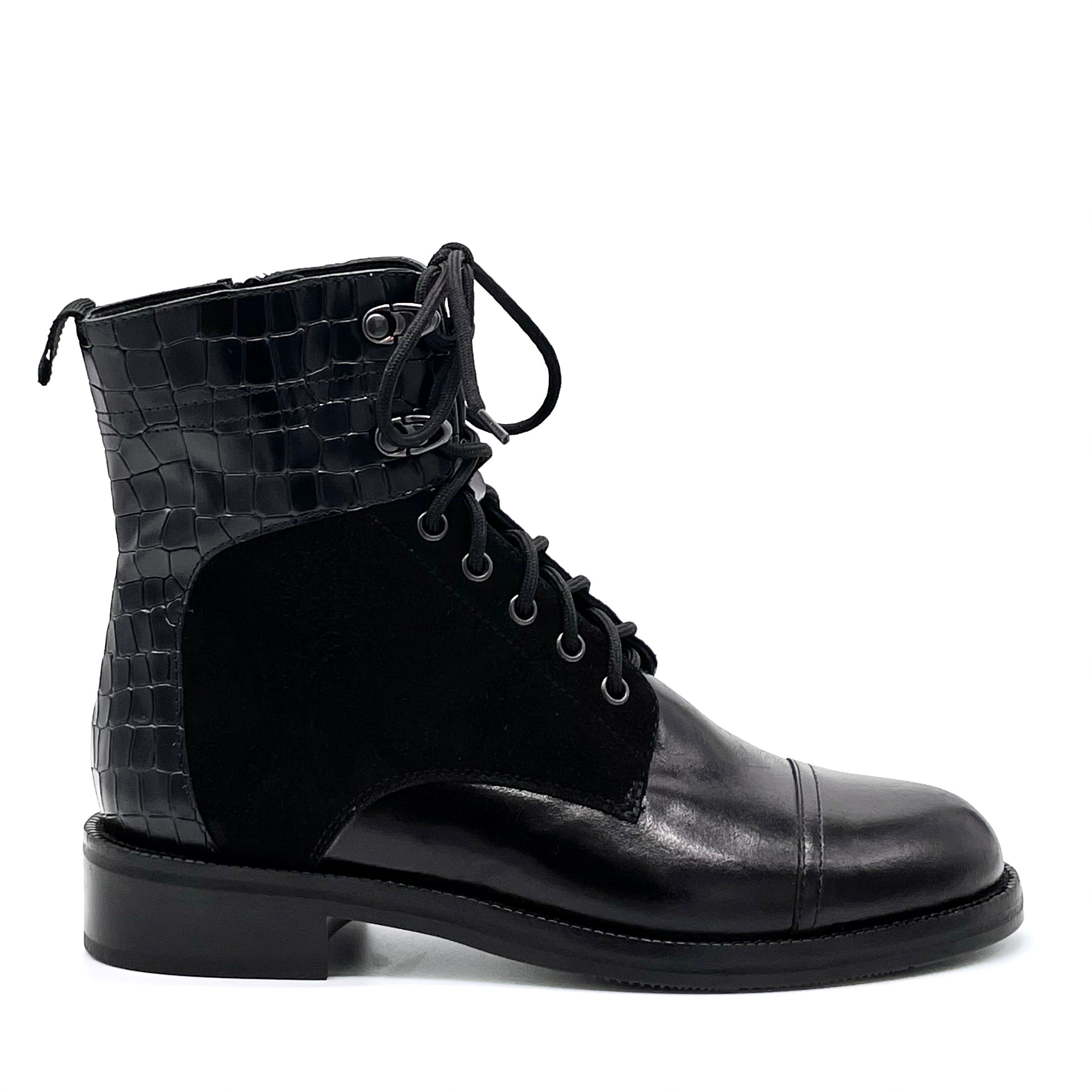 Elata 51529-3 bottine à lacets cuir noir talon 3,5 cm