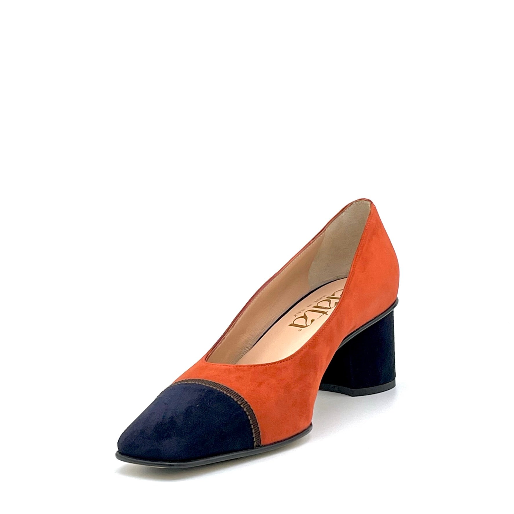 ELATA 54522 escarpins daim potiron bleu nœud marron