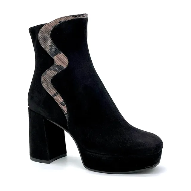 ELATA 52501 bottines daim noir imprimé marron talon 9 cm