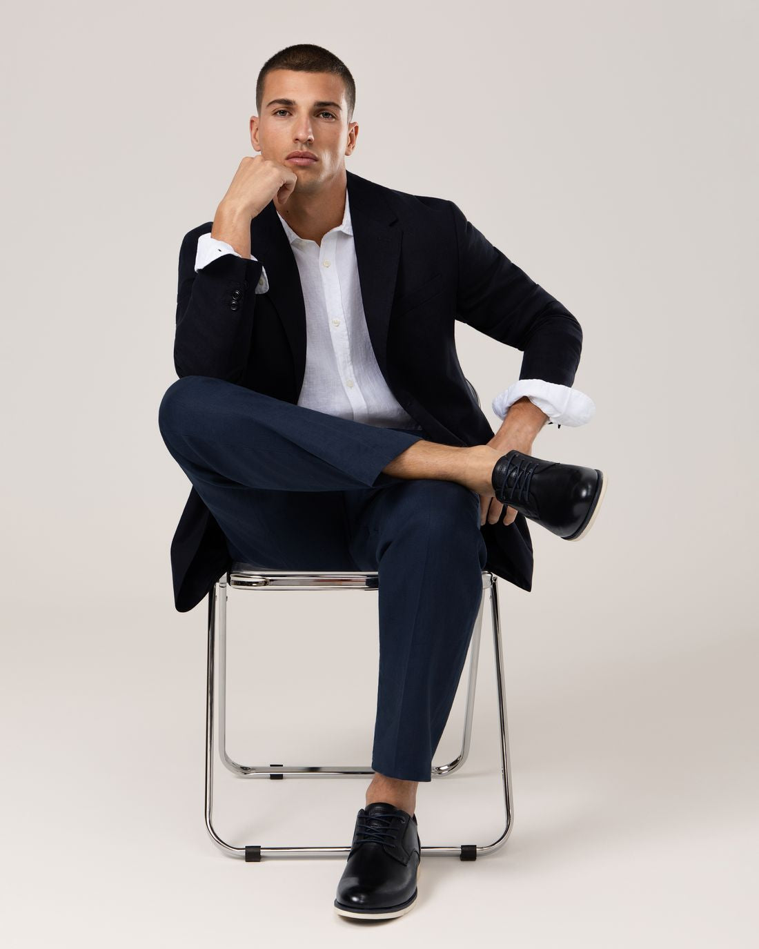 Carmela 16390902 derby homme cuir bleu marine plat