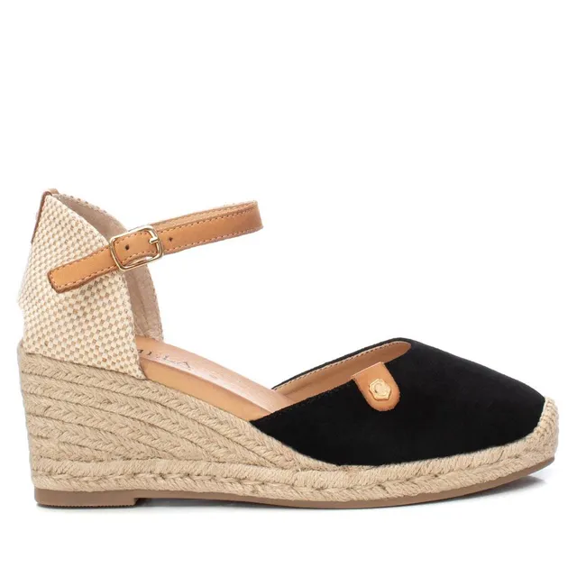 Carmela 16161801 espadrilles cuir noir compensées