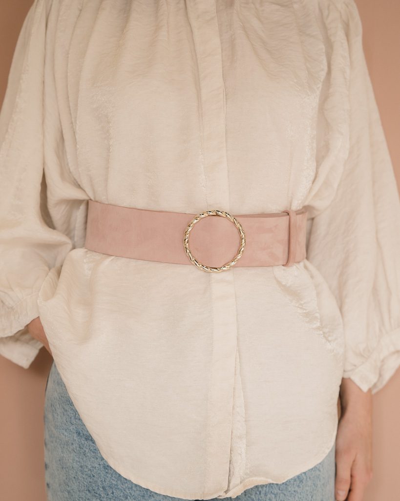 Dessine Moi Un Soulier Ysé ceinture velours vieux rose
