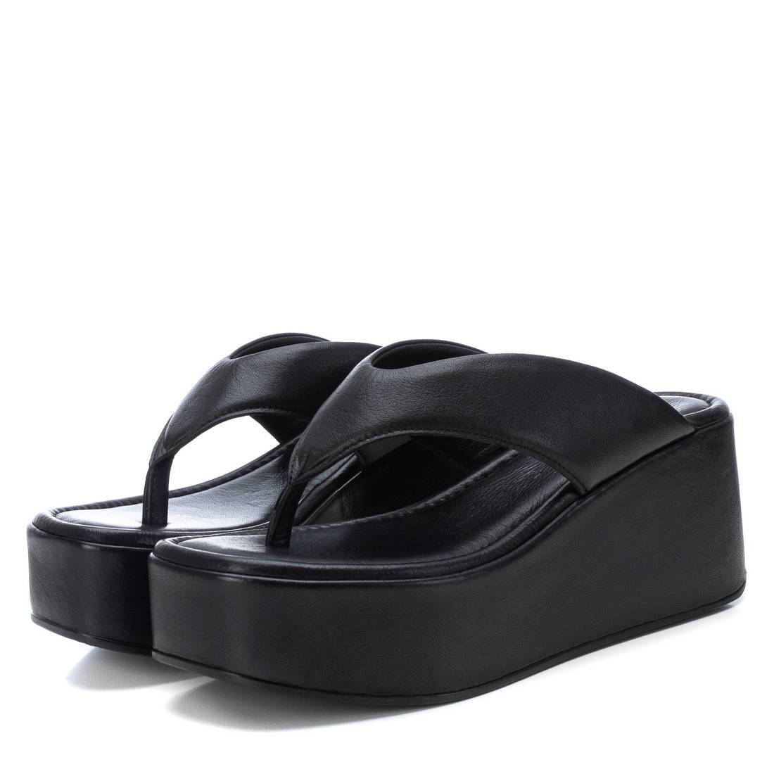 Carmela 16081002 sandale compensee noire cuir talon 7 cm