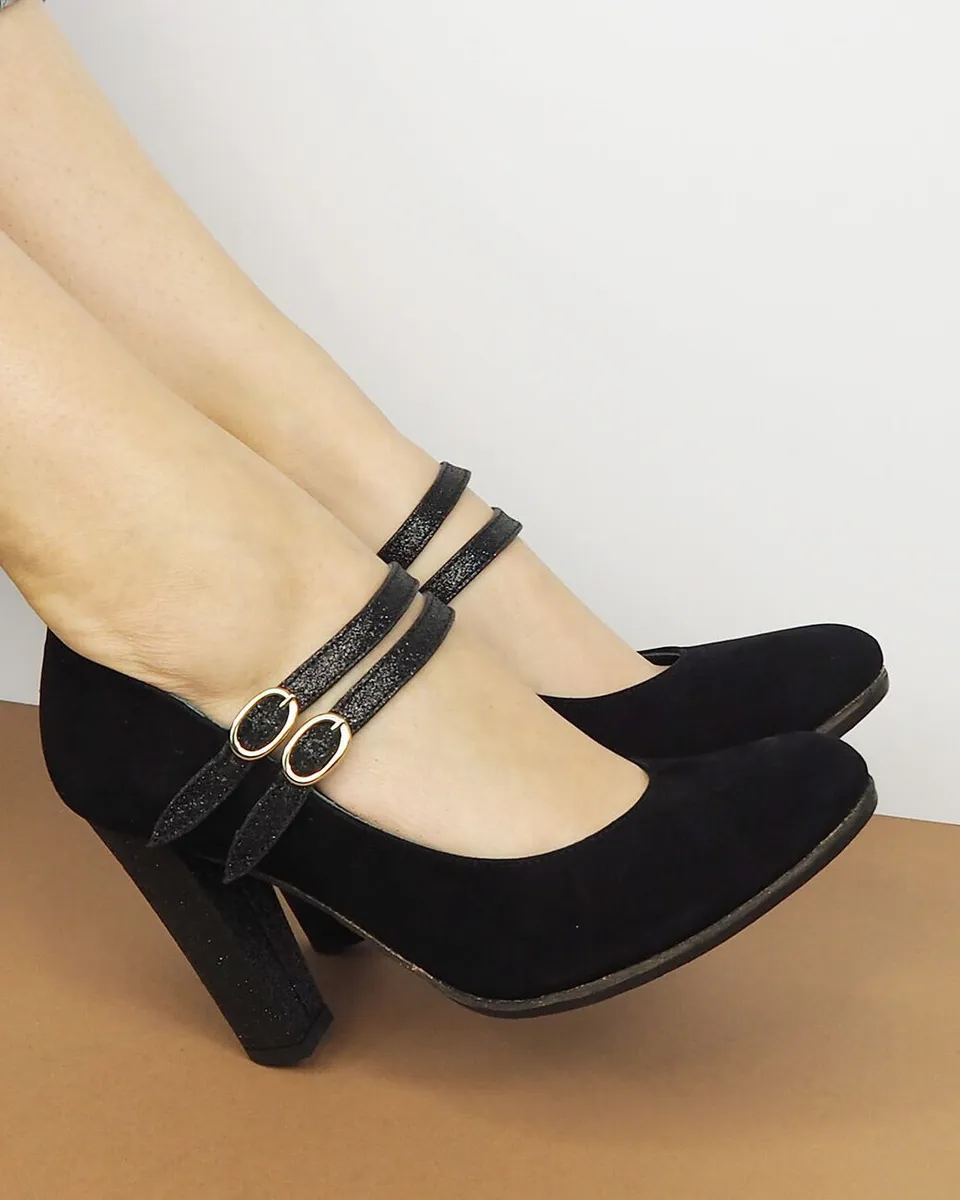 Dessine Moi Un Soulier escarpin velours noir paillettes