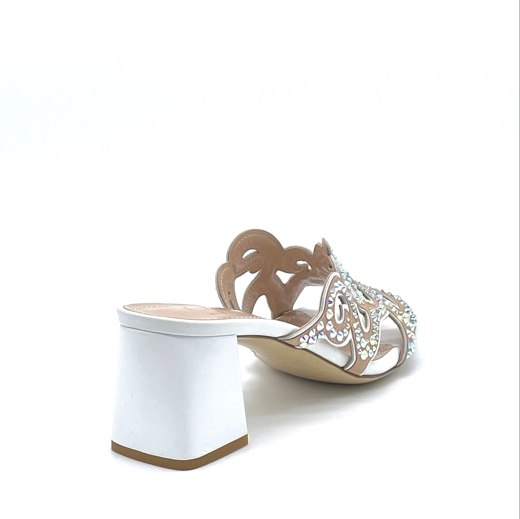ELATA 63794_4 mule cuir blanc strass talon 5,5 cm