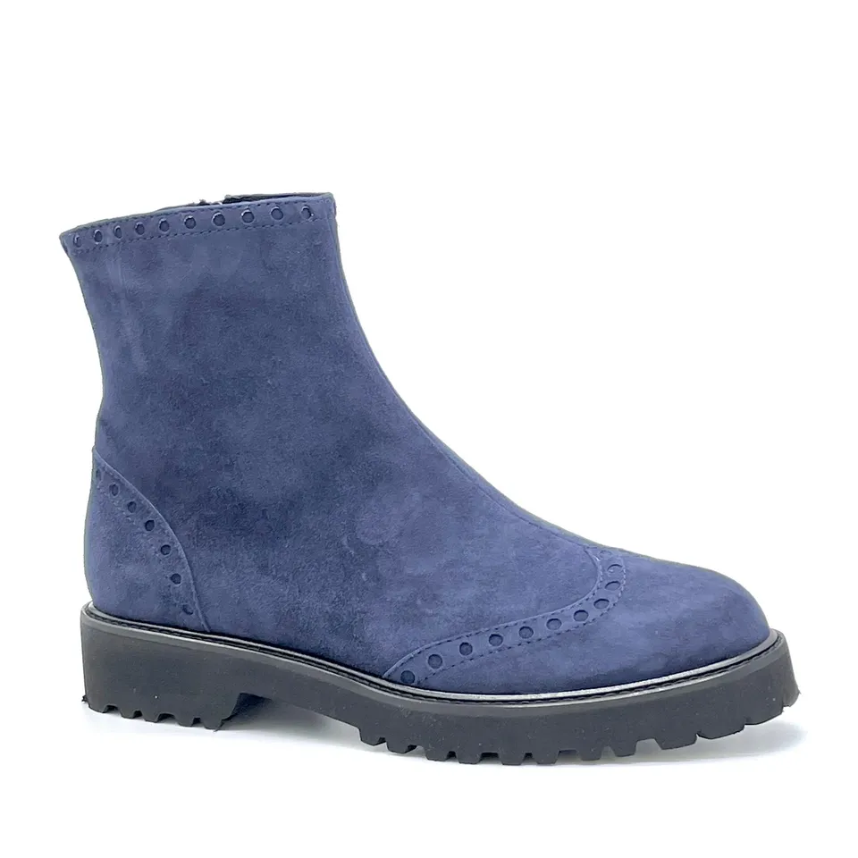 ELATA 52549 bottines daim bleu petit talon 3 cm