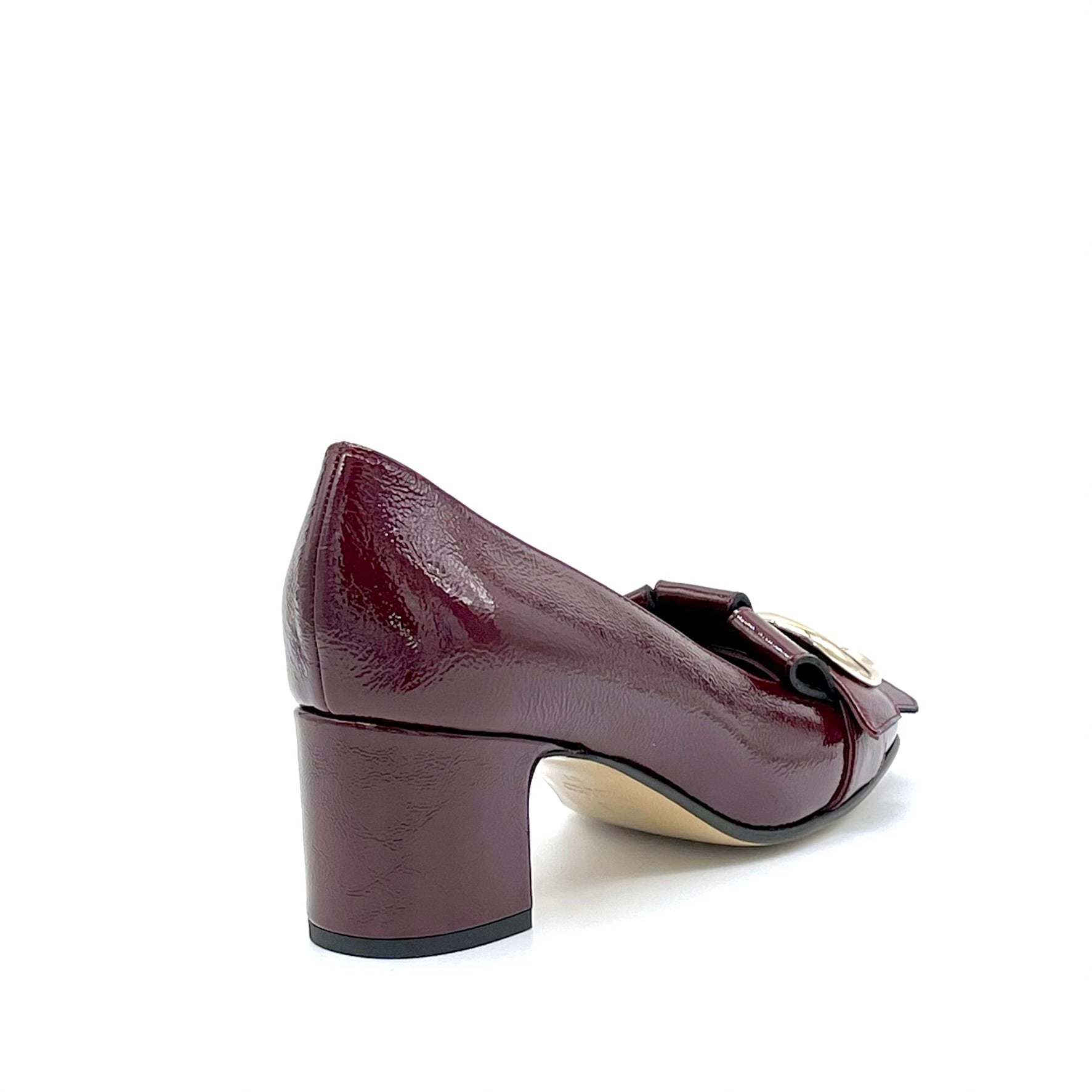 ELATA 53526 escarpins vernis bordeaux boucle dorée