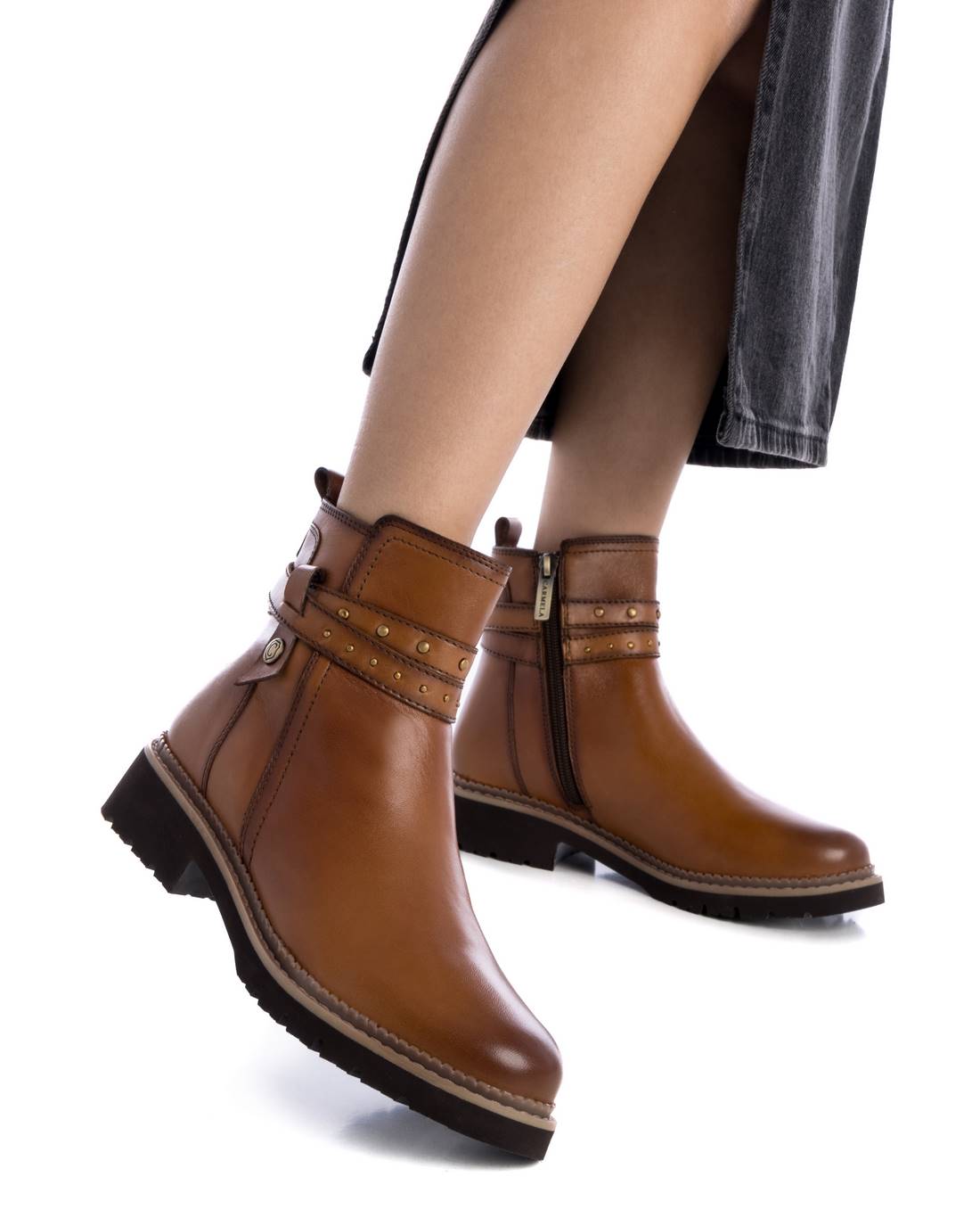 Carmela 16171902 bottine cuir marron zip plate