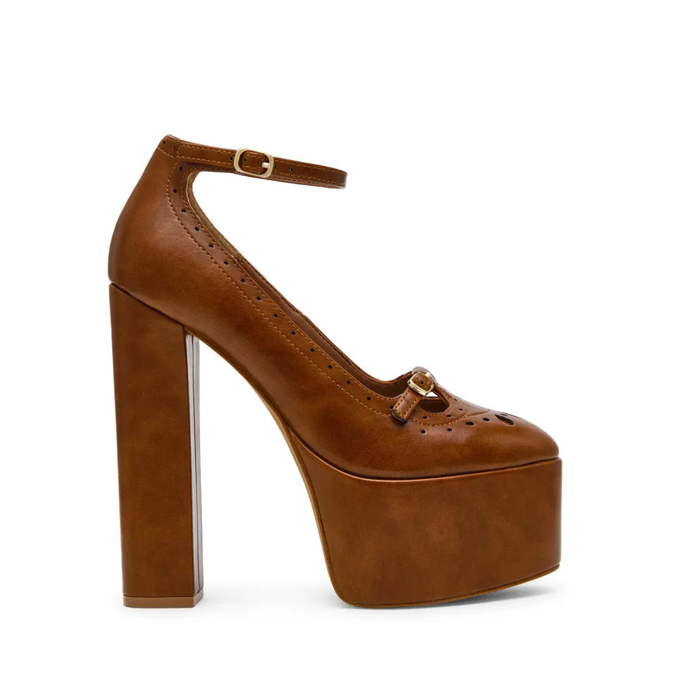 Steve Madden Saxon escarpins cognac plateforme 15 cm