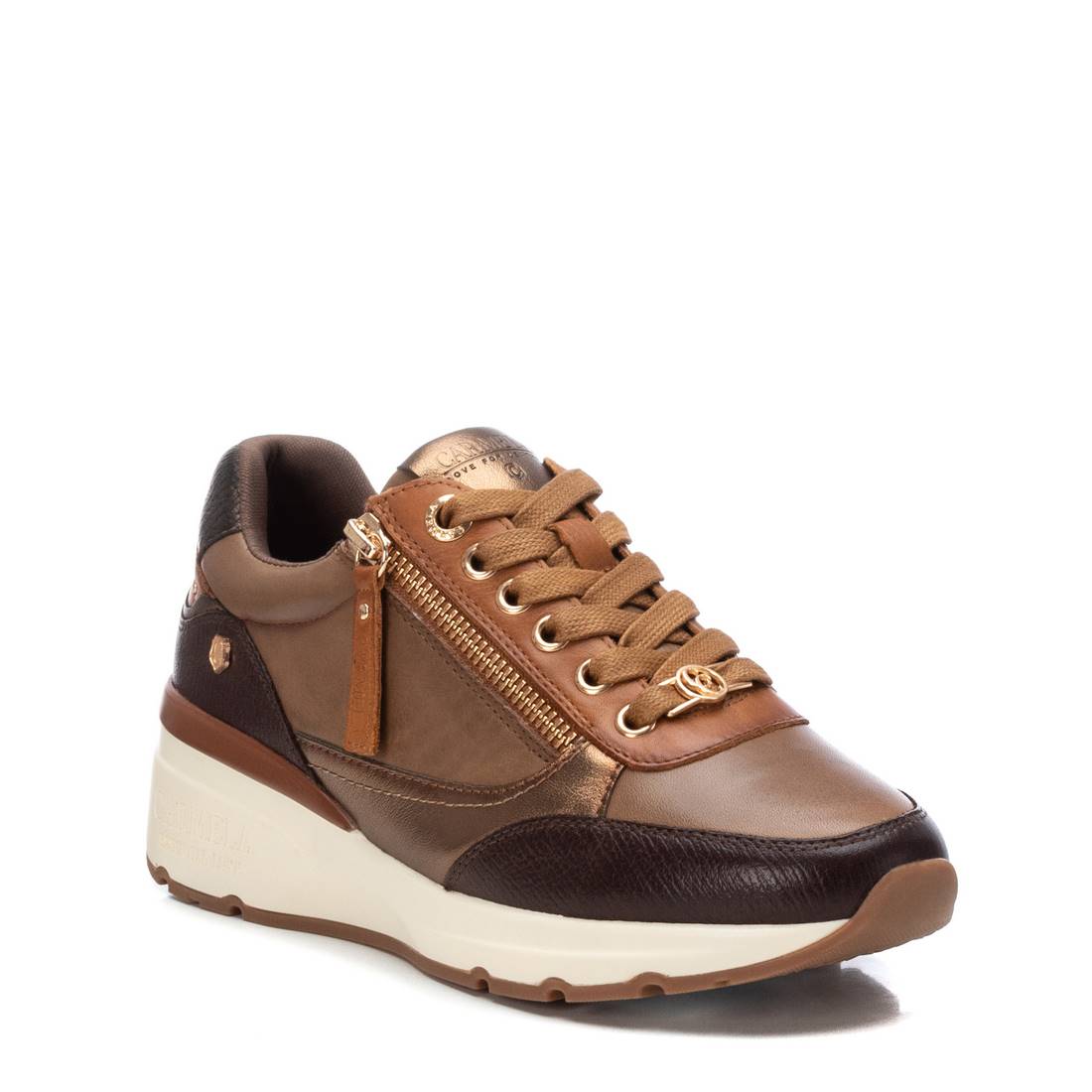 Carmela 16182505 sneakers femme marron cuir zip