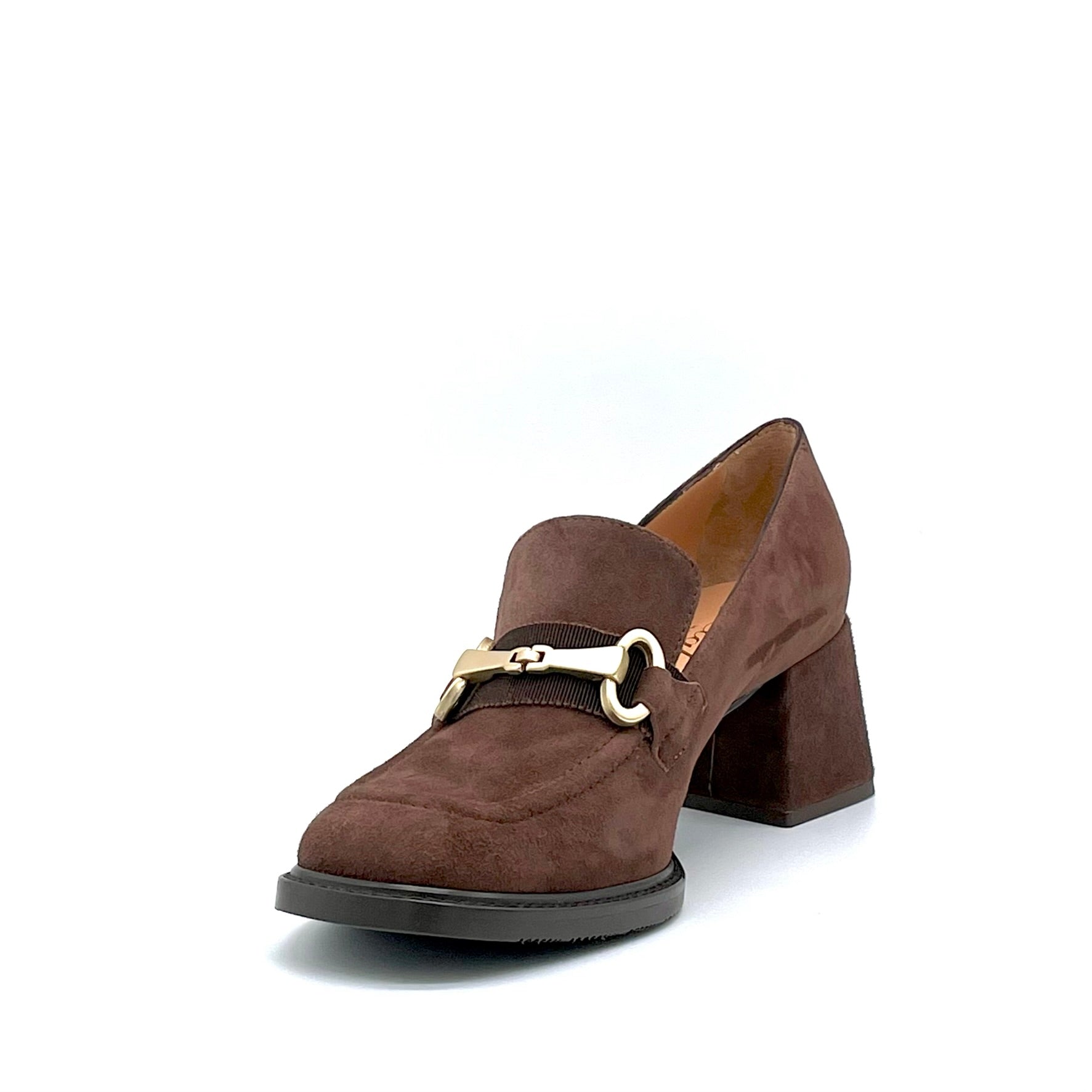ELATA 52540 mocassins daim marron mors doré