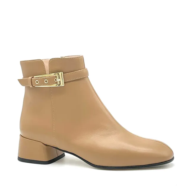 Elata 55544 bottine cuir noisette boucle dorée 3,5 cm