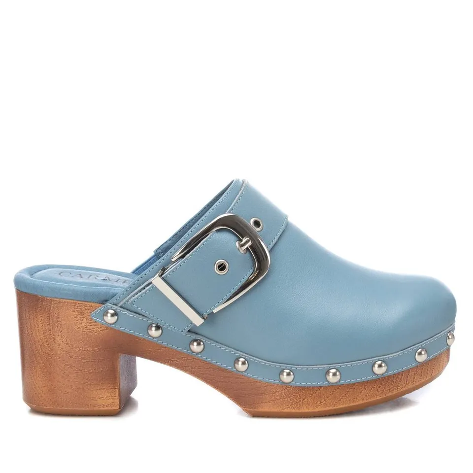 Carmela 16074405 sabots bleu cuir talon 7 cm