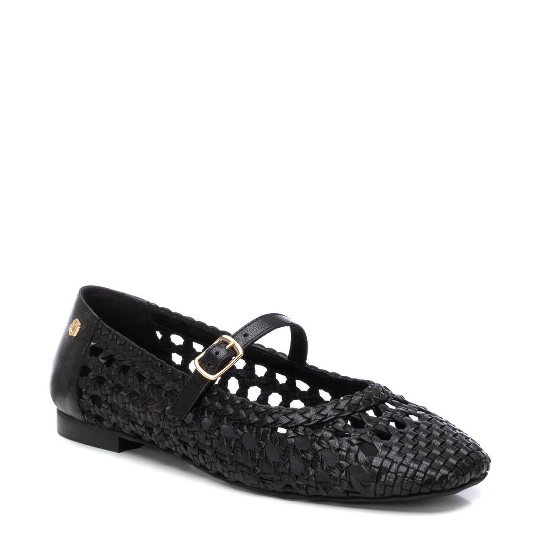 Carmela 16209703 ballerine cuir noir tressé
