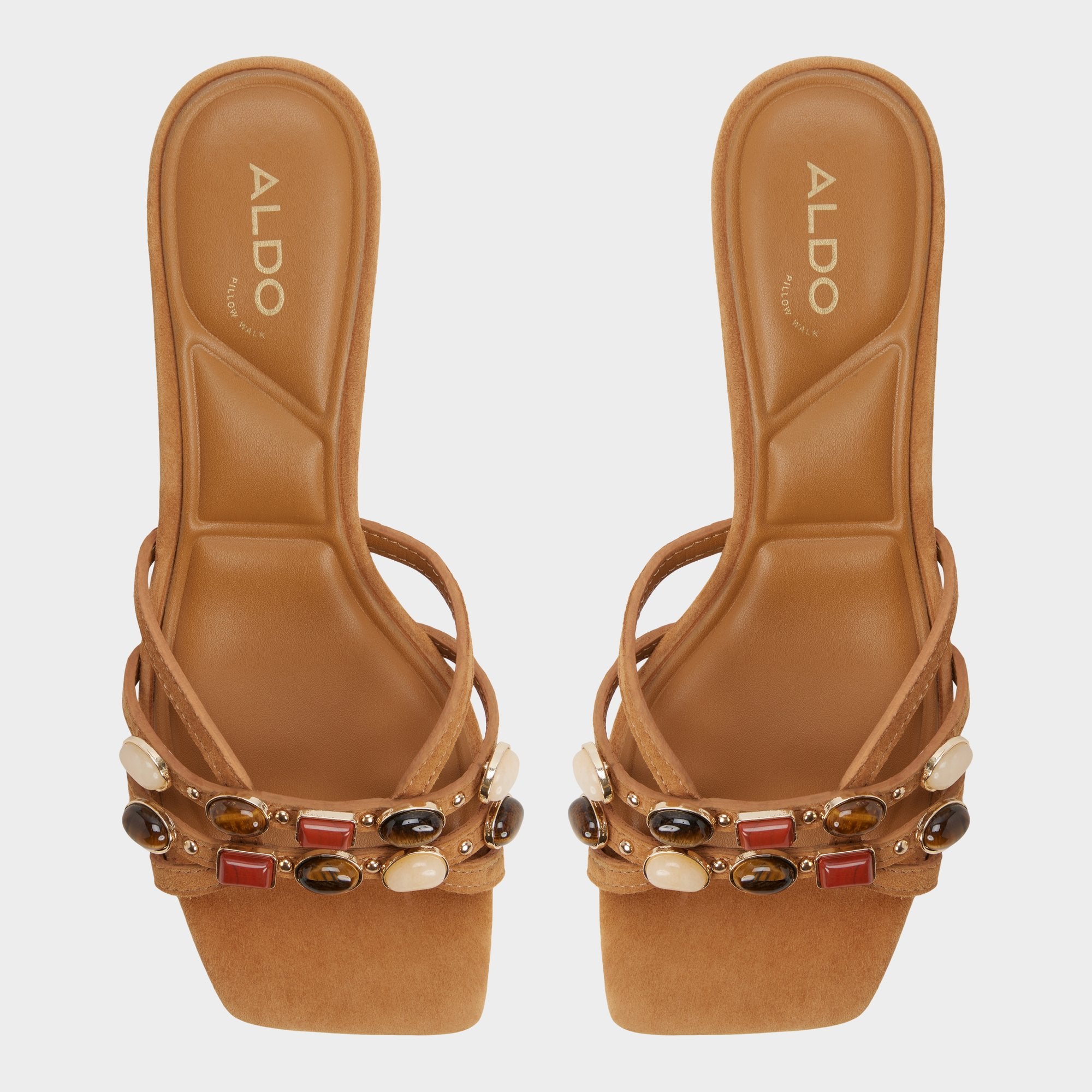 ALDO Jemstone mules talon bloc beige pierres