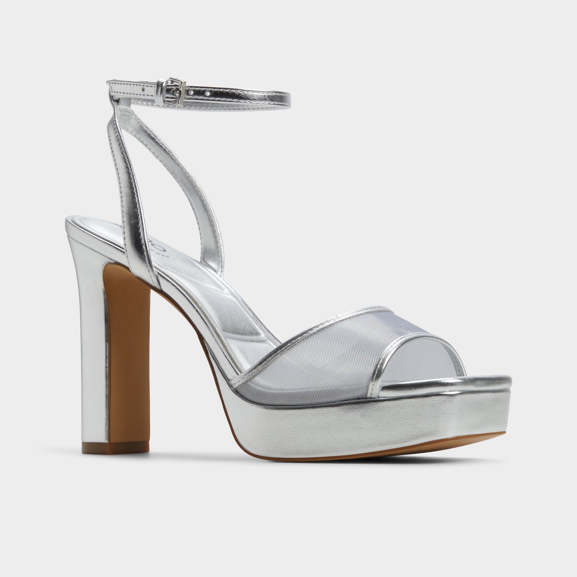 ALDO Chicglimmer sandales talon bloc argenté mesh