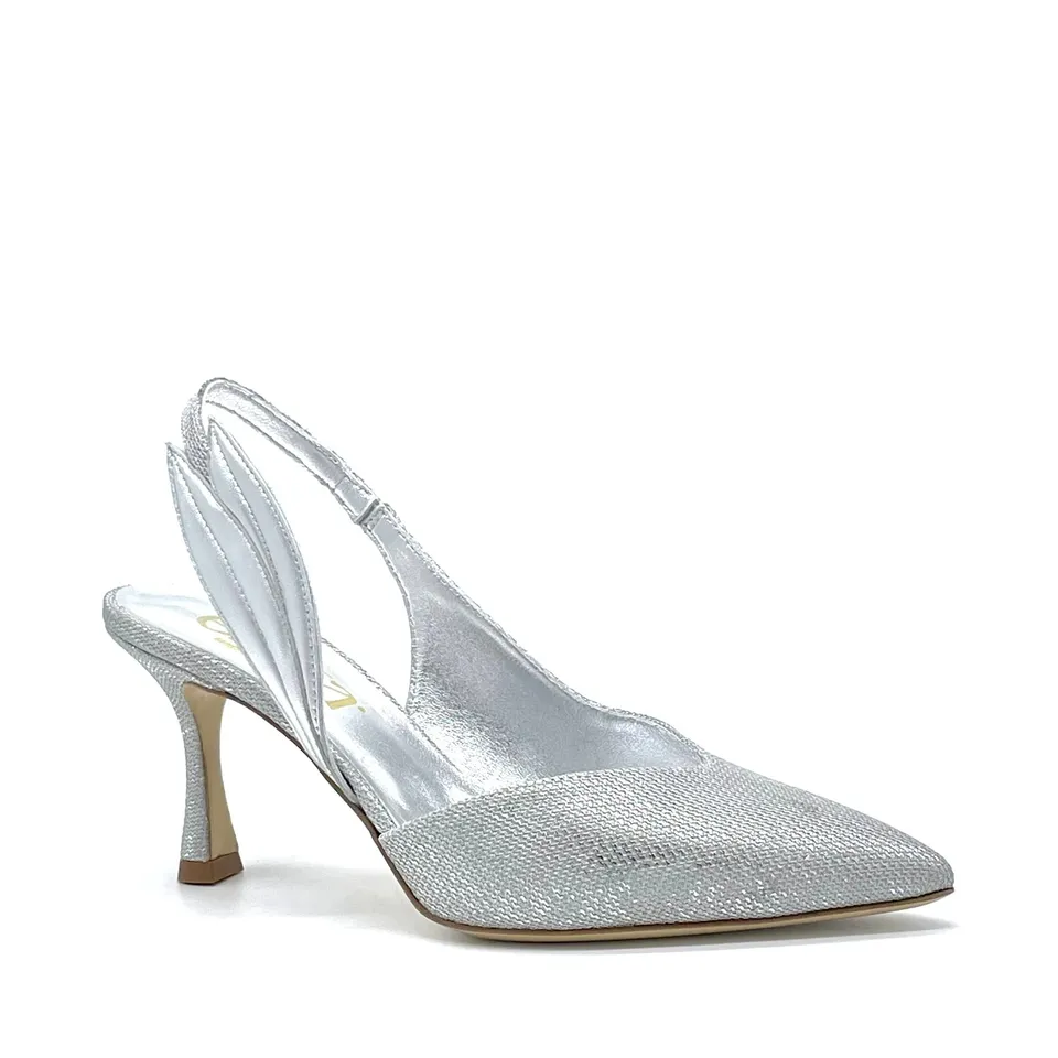 Elata 16151 slingback argent 37 talon 7,5 cm cuir