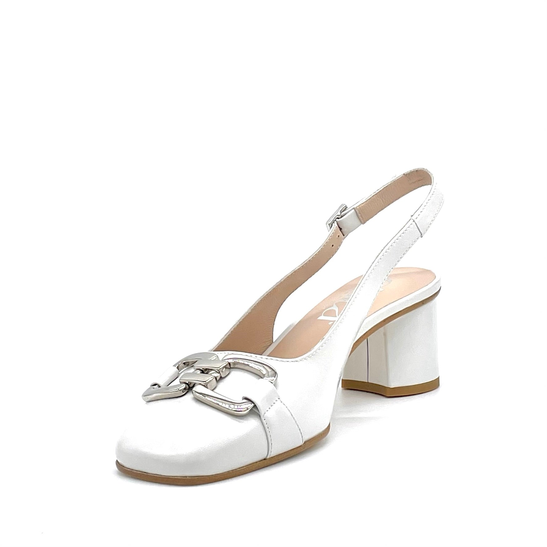 Elata 15167 slingback cuir lait argent talon 5,5 cm