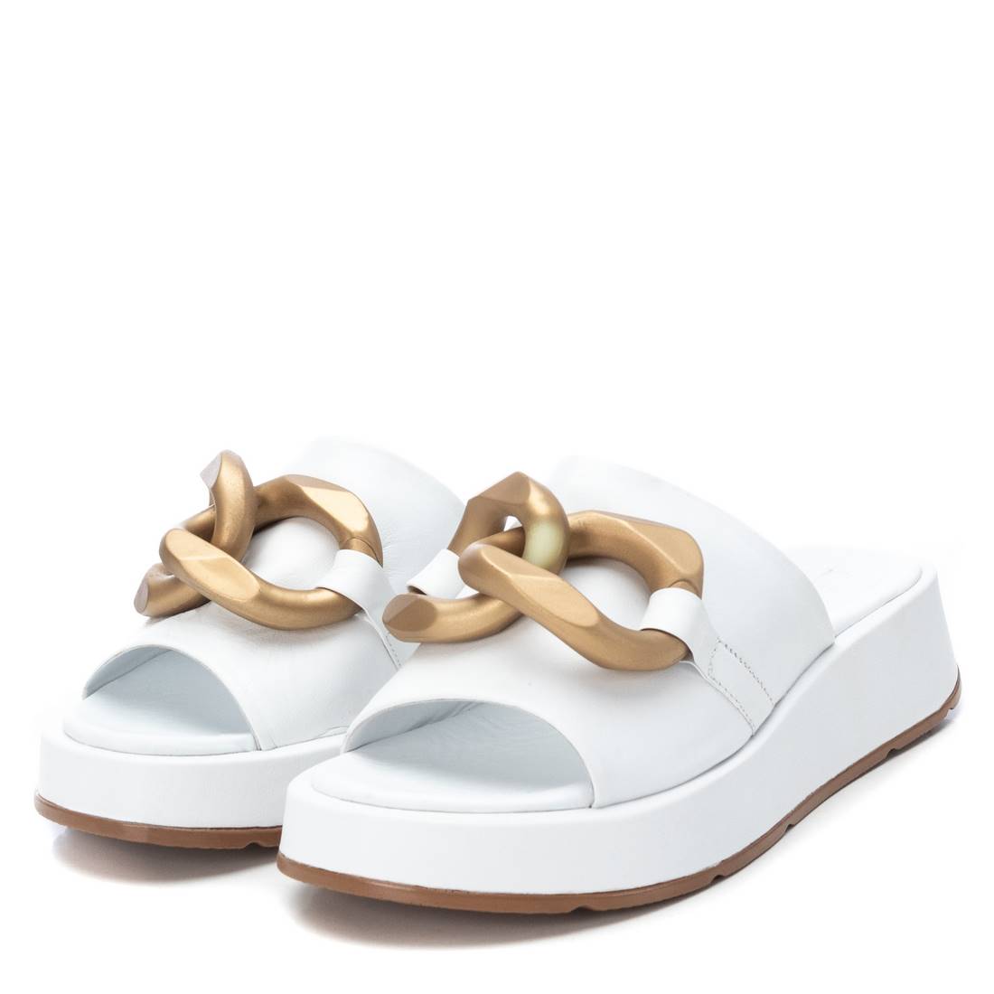 Carmela 16077402 sandales femme blanc cuir chaîne