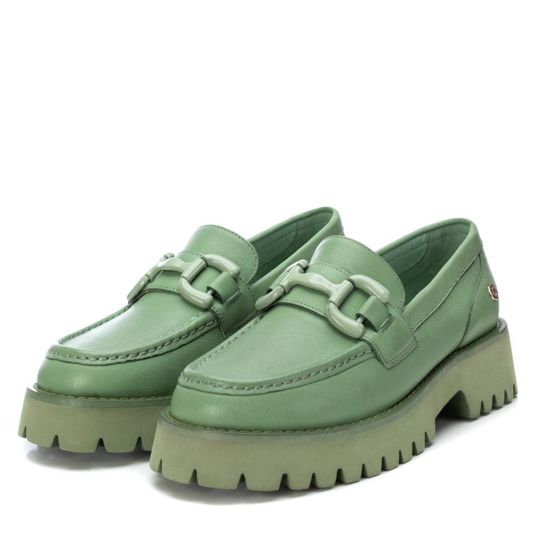 Carmela 16068903 mocassin cuir vert plat