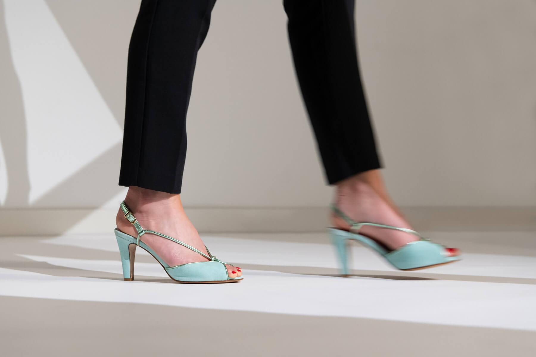 Coralie Masson Lolotte sandales vert mint talon 7 cm
