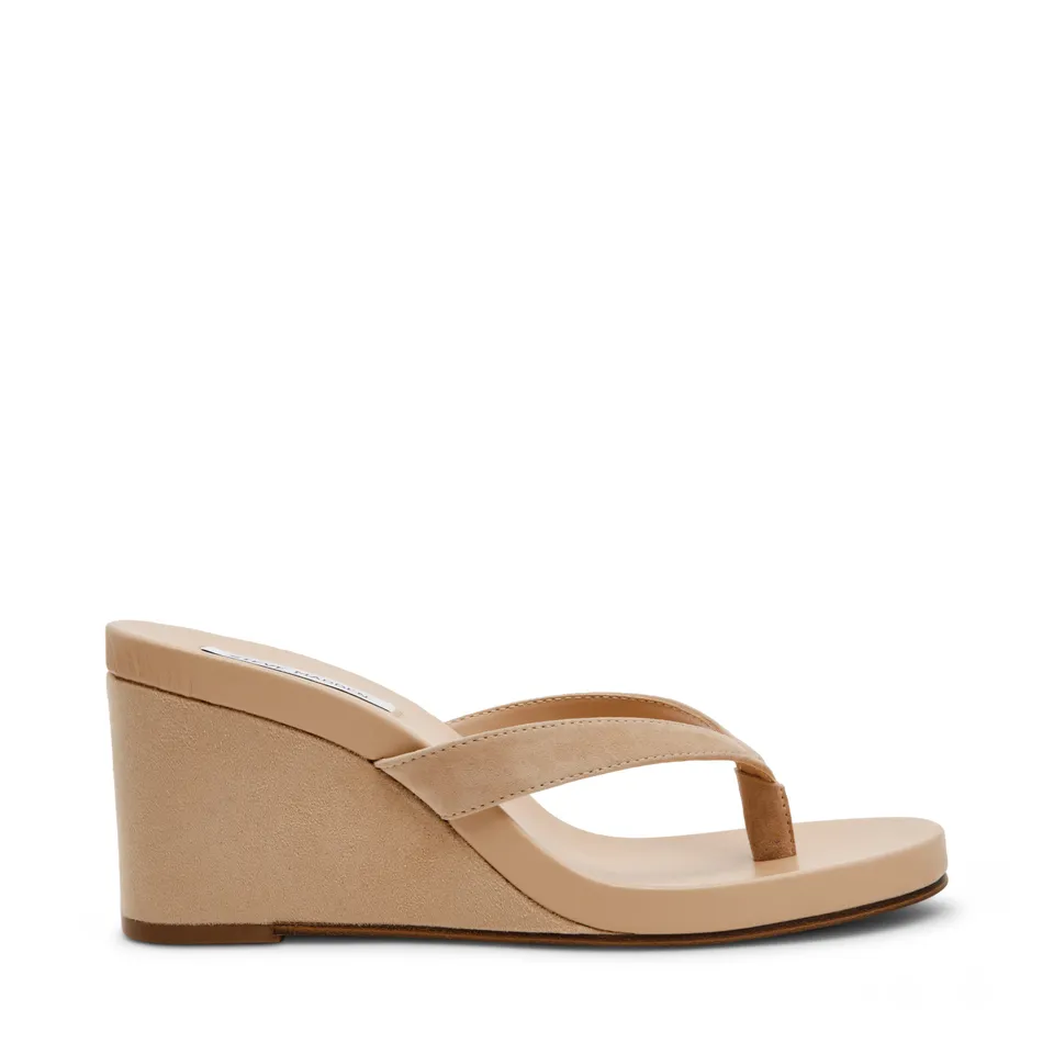 Steve Madden Playing Sandal compensées daim sable