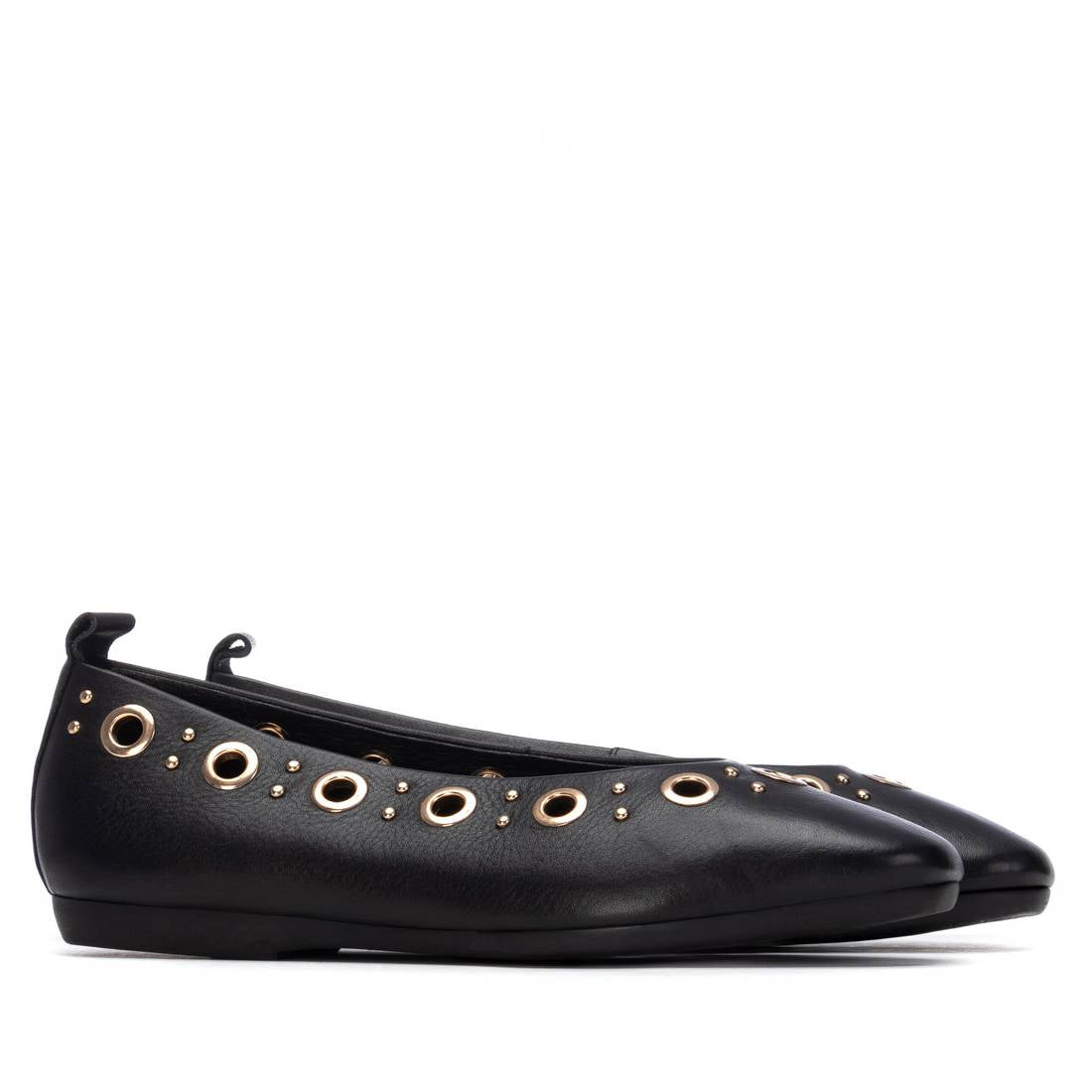 Carmela 16330501 ballerines cuir noir entrelacé plat