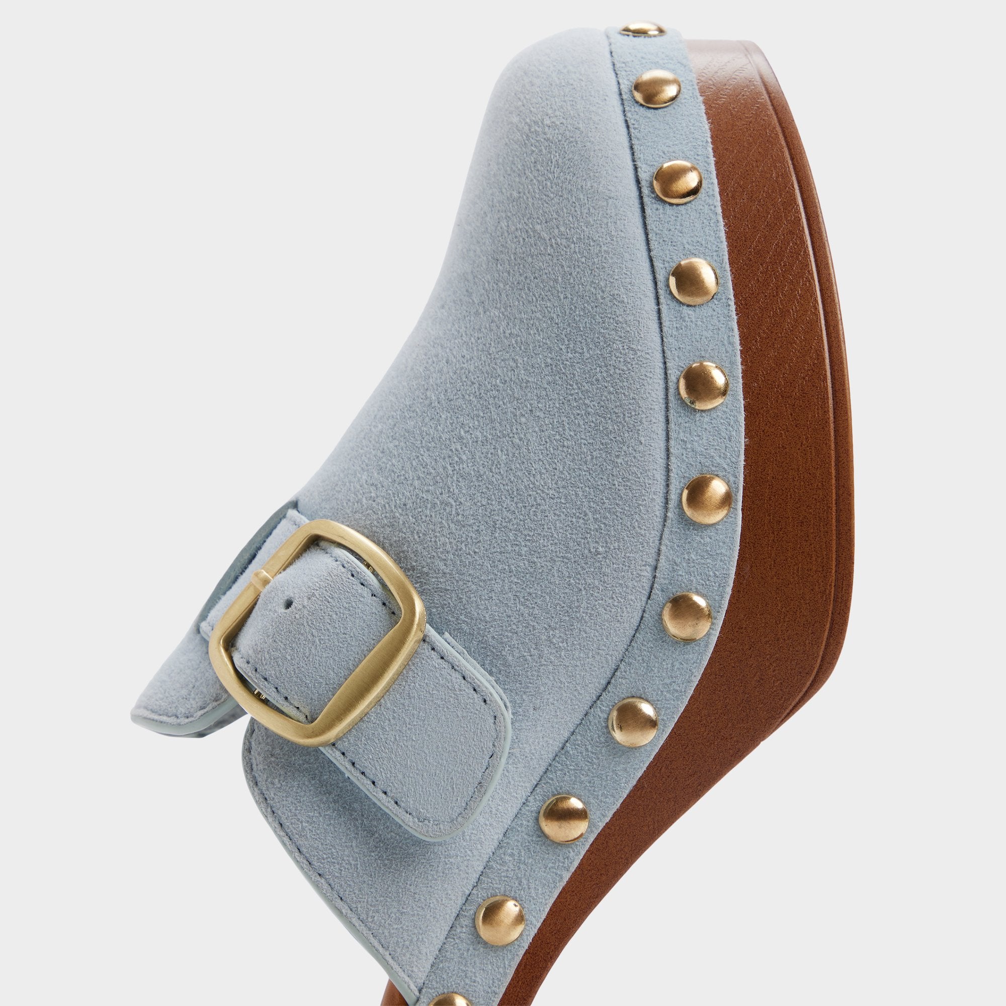 ALDO Miloria mules daim bleu talon bloc clouté