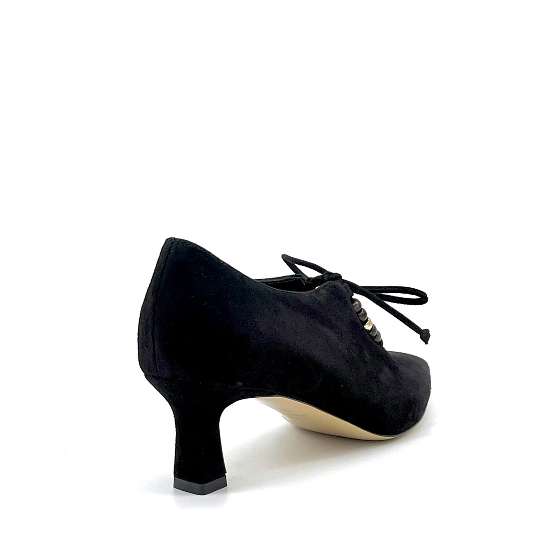 ELATA 56509 derbies daim noir perles talon 5,5 cm