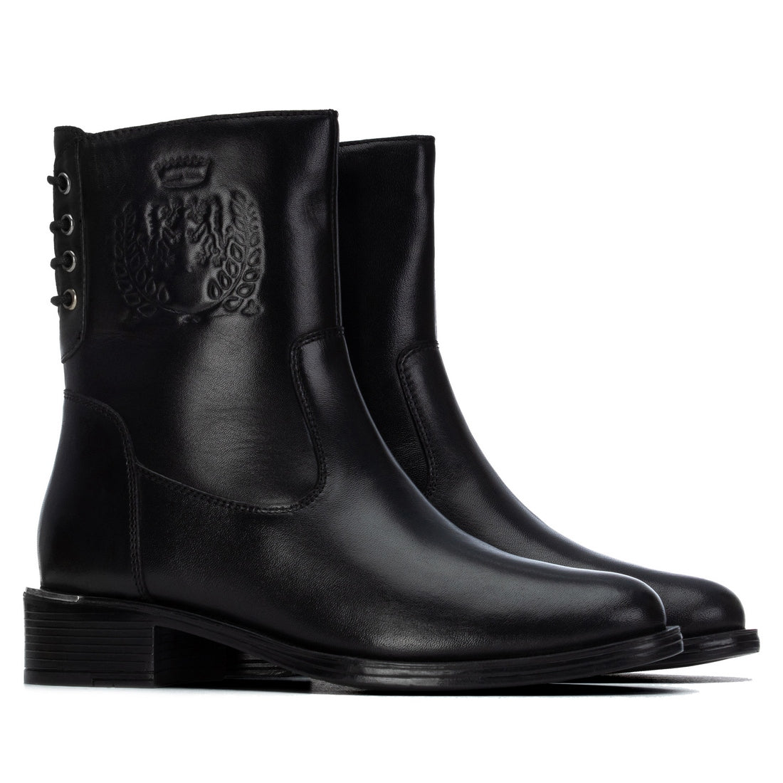 Carmela 16400901 bottine femme cuir noir talon bas
