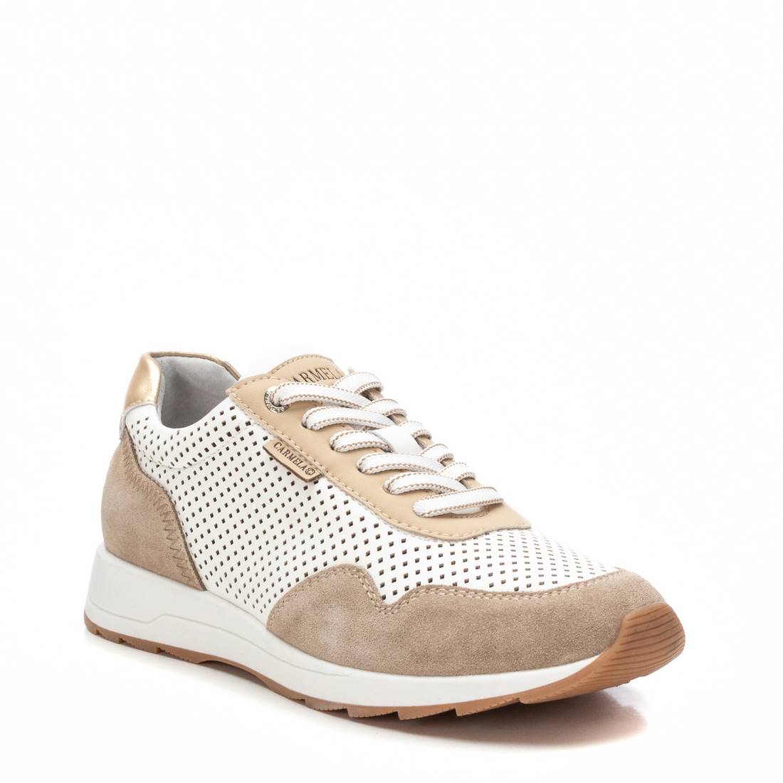 Carmela 16215102 sneaker cuir beige lacet