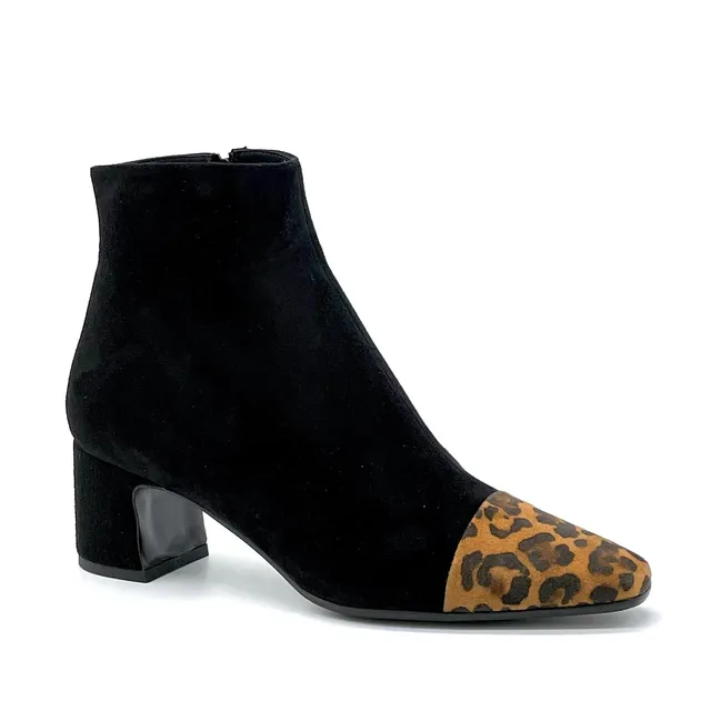 ELATA 52517 bottine suède noir imprimé talon 5,5 cm