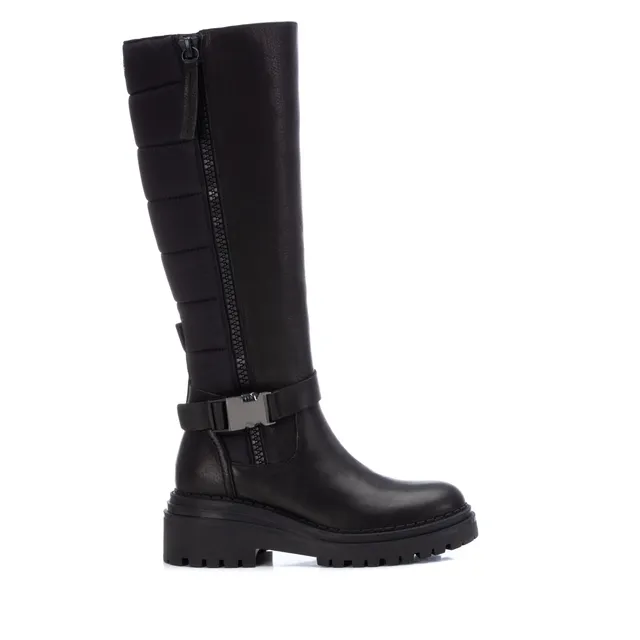 Carmela 16036001 botte cuir noir motarde zip
