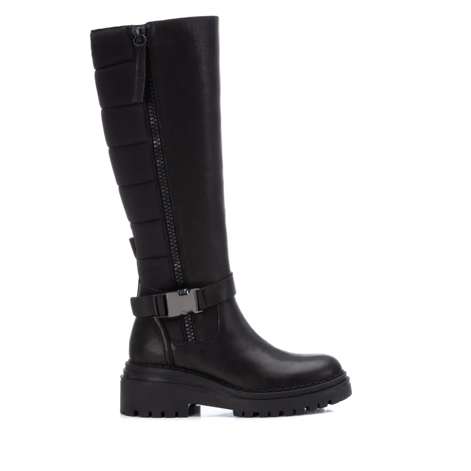 Carmela 16036001 botte cuir noir motarde zip