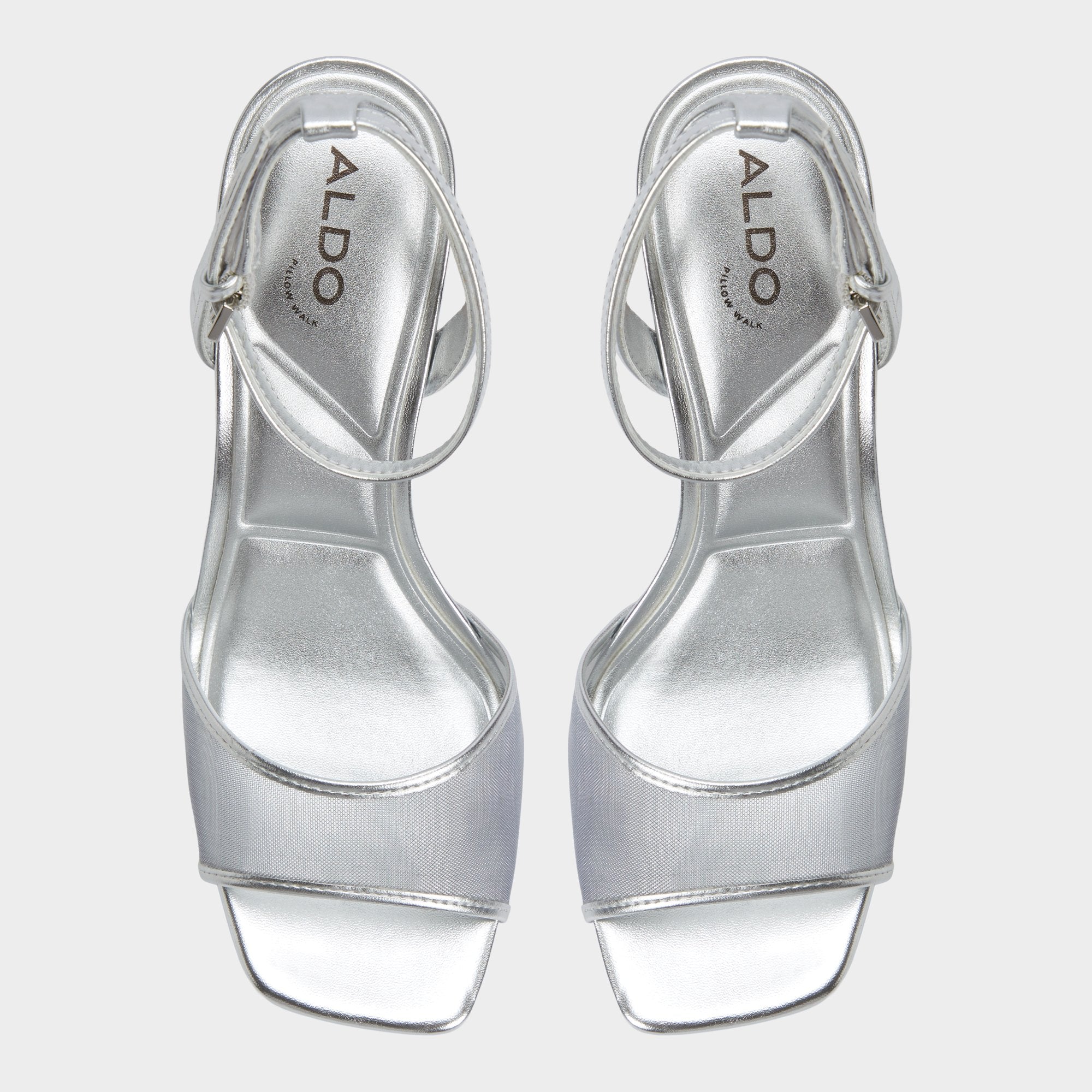 ALDO Chicglimmer sandales talon bloc argenté mesh