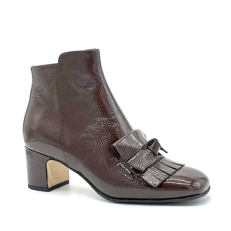 Elata 74712 bottine vernis marron talon 5,5 cm