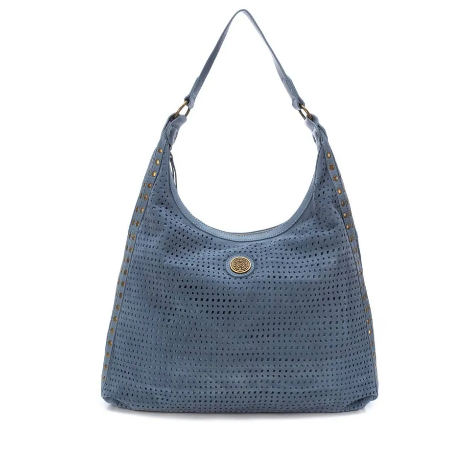 Carmela 18603903 sac cuir bleu épaule clouté