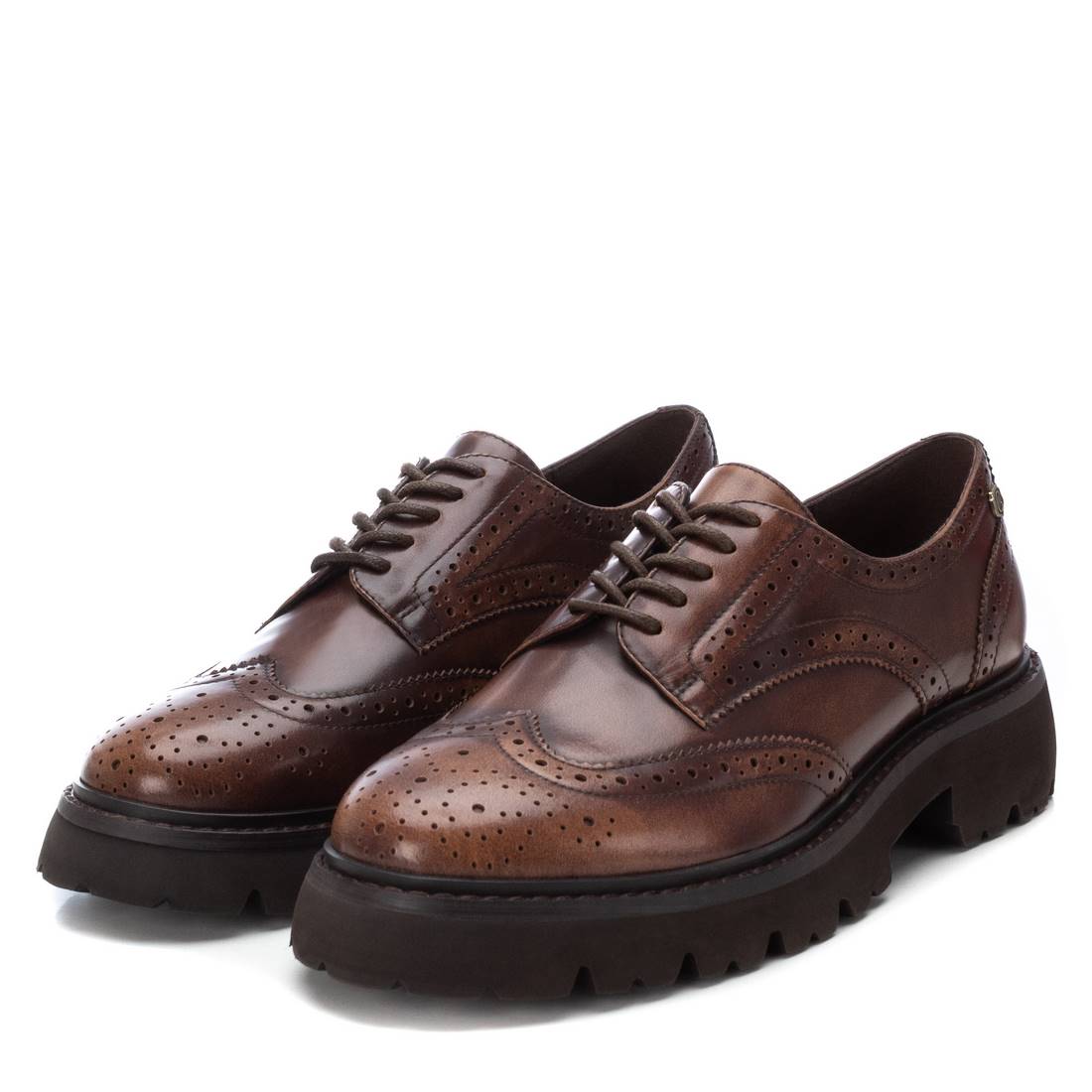 Carmela 16195302 derbies marron cuir plat