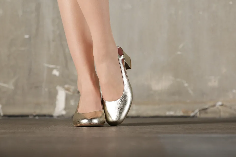 Coralie Masson Lulu slingback cuir doré talon 5 cm