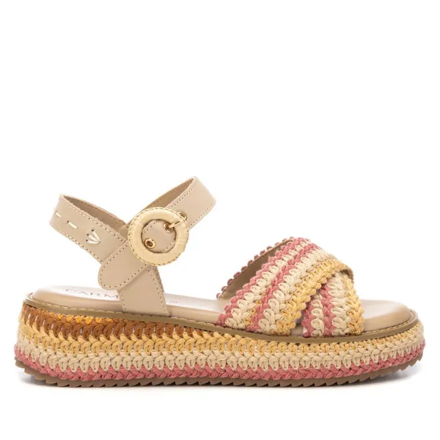 Carmela 16235603 sandales kaki textile compensées